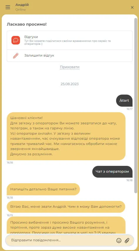 Лайв-чат у Слотс Сіті