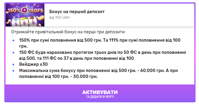 Почни з плюса – Вітальний бонус в казино Ферст 15 перший депозит у Ферст казино