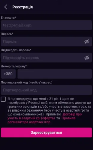 Поля для заповнення