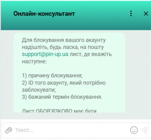 Видалення акаунта в казино Пін-Ап 1 Дані для блокування акаунту