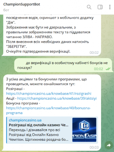 Спілкування з техпідтримкою в Телеграмі