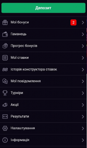 Розділи особистого кабінету