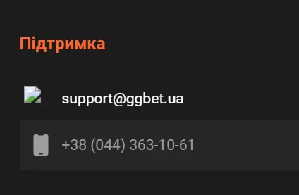 Обзор казино GGbet UA 4 Контакти техпідтримки