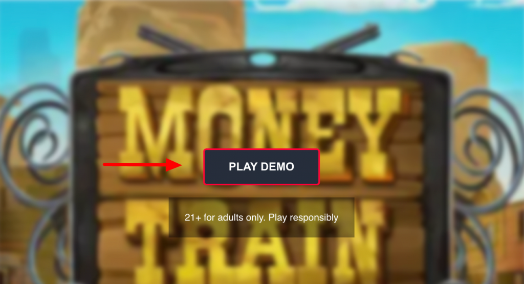 Кнопка для старту гри у демо слота Money Train