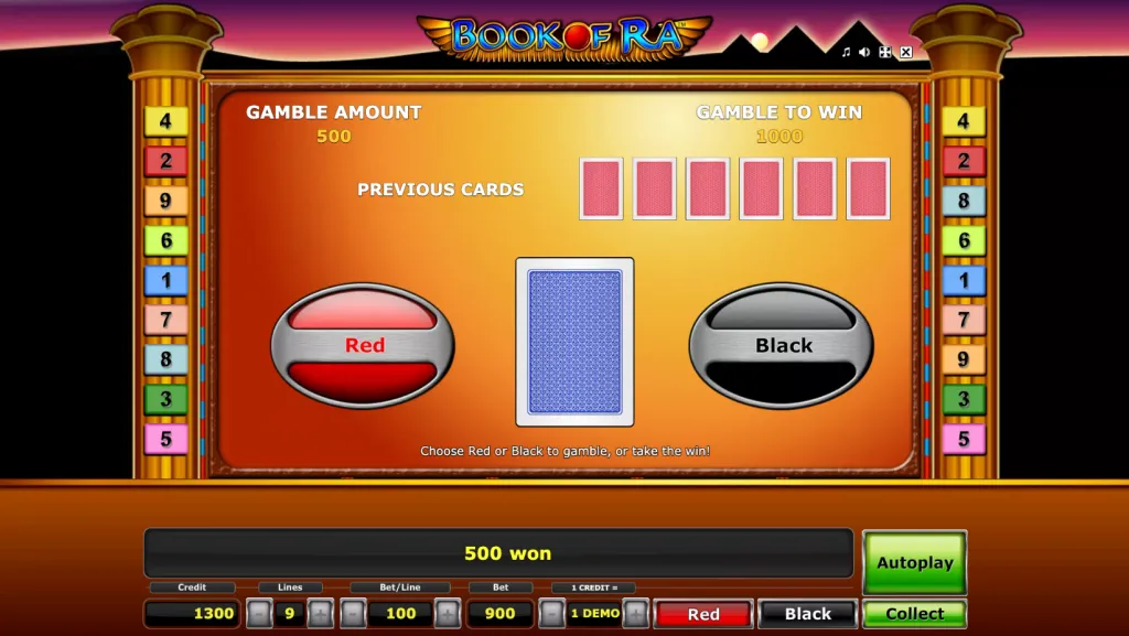 Обзор игрового автомата Book of Ra 3 Функция Gamble слота Book of Ra