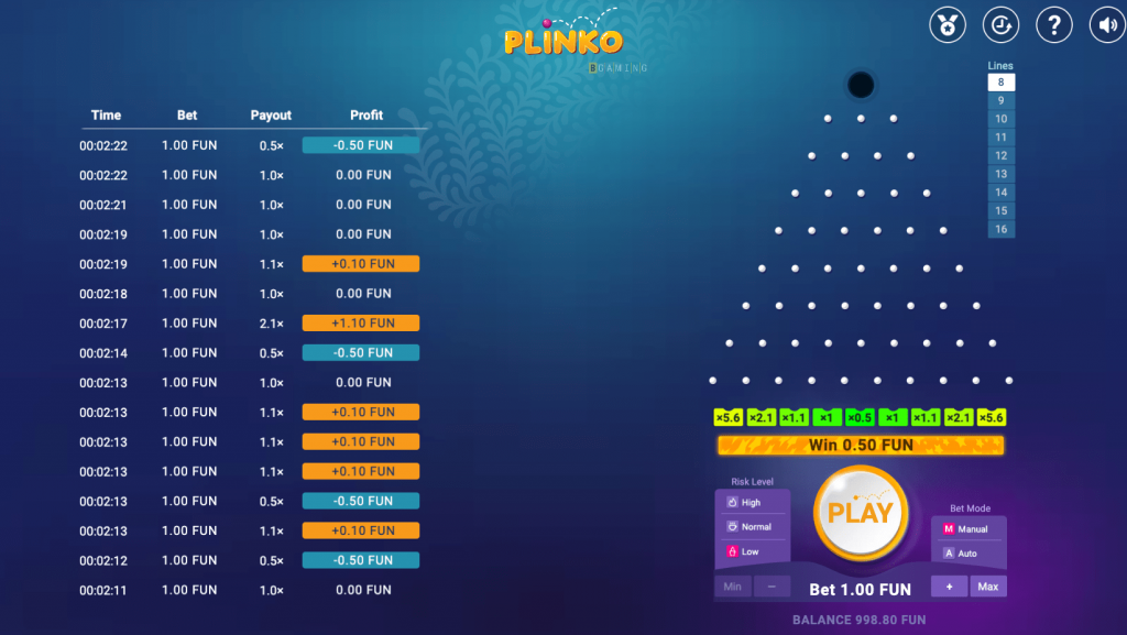 Вигляд гри Plinko