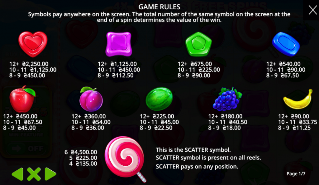 Sweet Bonanza game rules