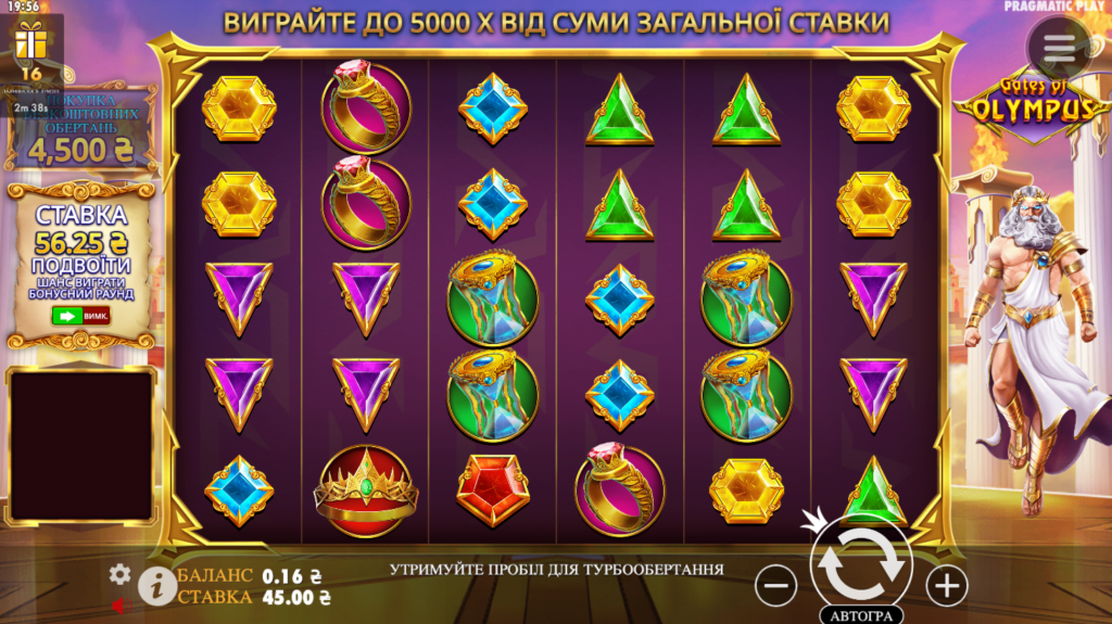 Зовнішній вигляд слота Gates of Olympus